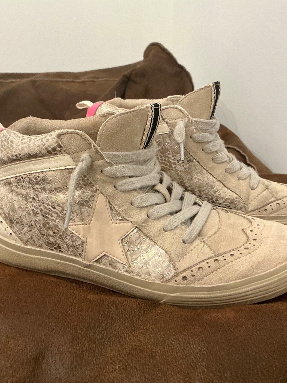 ShuShop Paulina Sneaker Gold Snake Hi top - Women’s Size 7.5